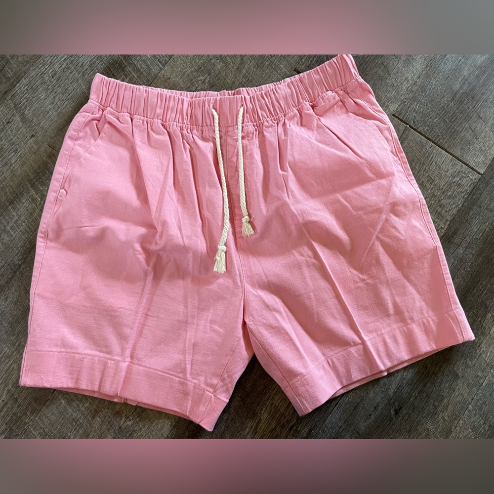 Man Wan Walk Mens pink linen Shorts Drawstring Large